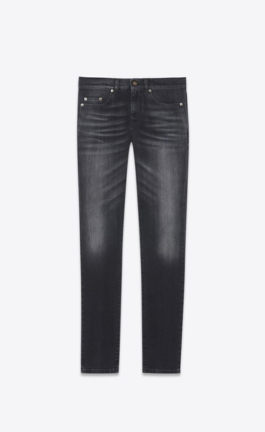 Low Waisted Skinny Jean in Dark Black Stretch Denim